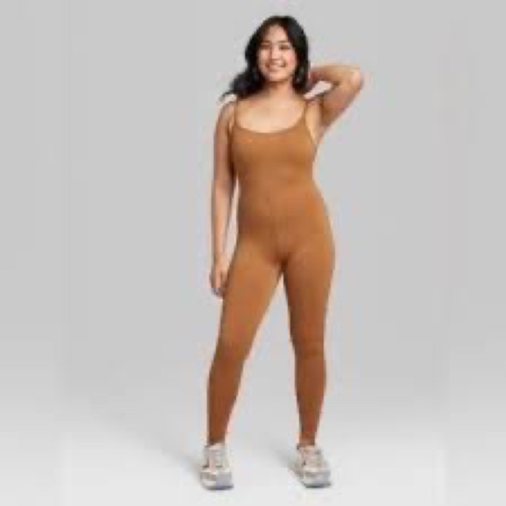 Wild Fable Women's Brown‎ Ribbed Legging Bodysuit M